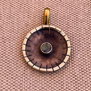 Jewelry - Artisan sterling and labradorite disc pendant Jewelry - Artisan sterling and labradorite disc pendant